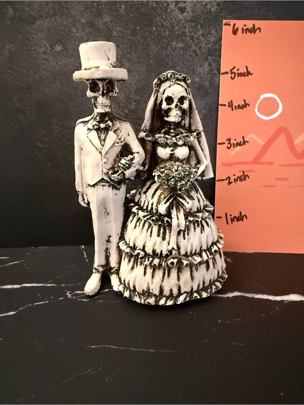 White Skeleton Bride and Groom Cake Topper - Gothic Wedding Accent